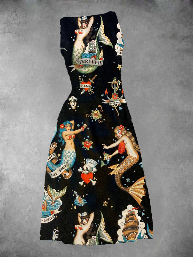Women's Vintage Mermaid Maxi Dress
