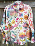 Vintage Hippie Vibes Print Casual Shirt