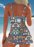 Women’s Retro Hippie Style Print One Piece Swimdress