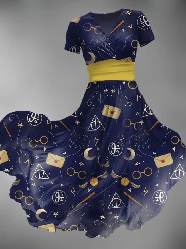 Women's Vintage Magic Print Maxi Dress