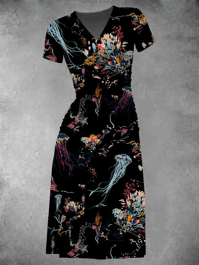 Women's Jellyfish Print Midi Dress