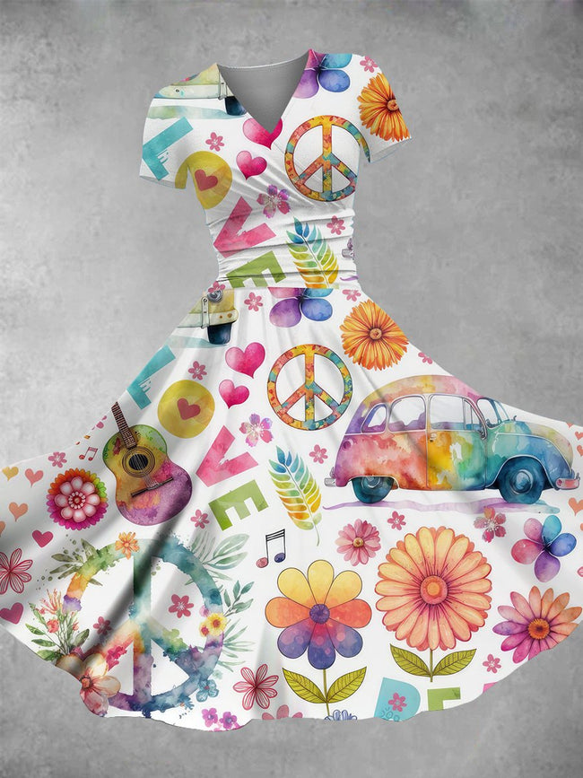 Women's Peace And Love Floral Print Maxi Dress
