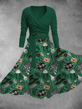 Women's Vintage Halloween Wizard Print Two-Piece Dress
