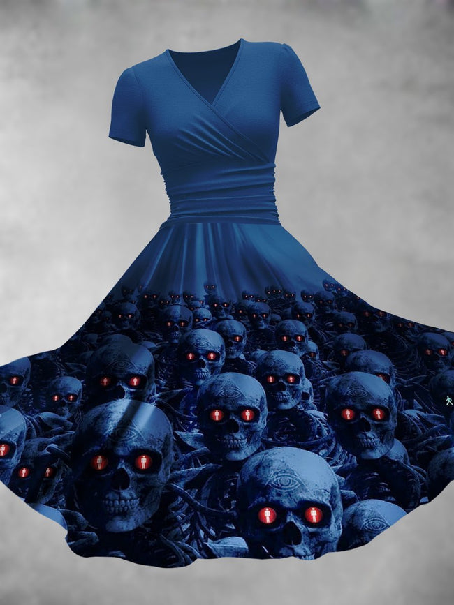 Women's Halloween Skull Print Maxi Dress