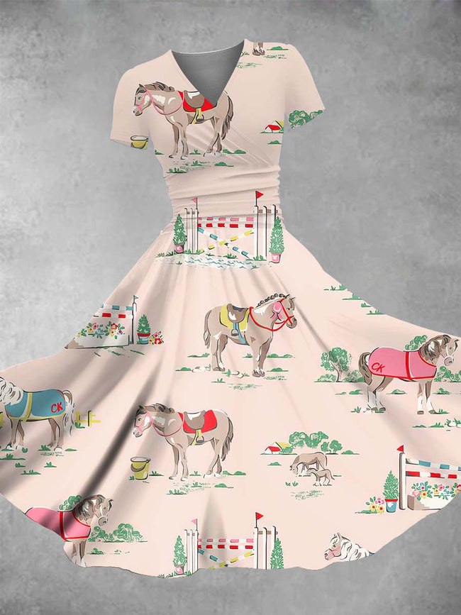 Women's Vintage Farm girl Print Maxi Dress