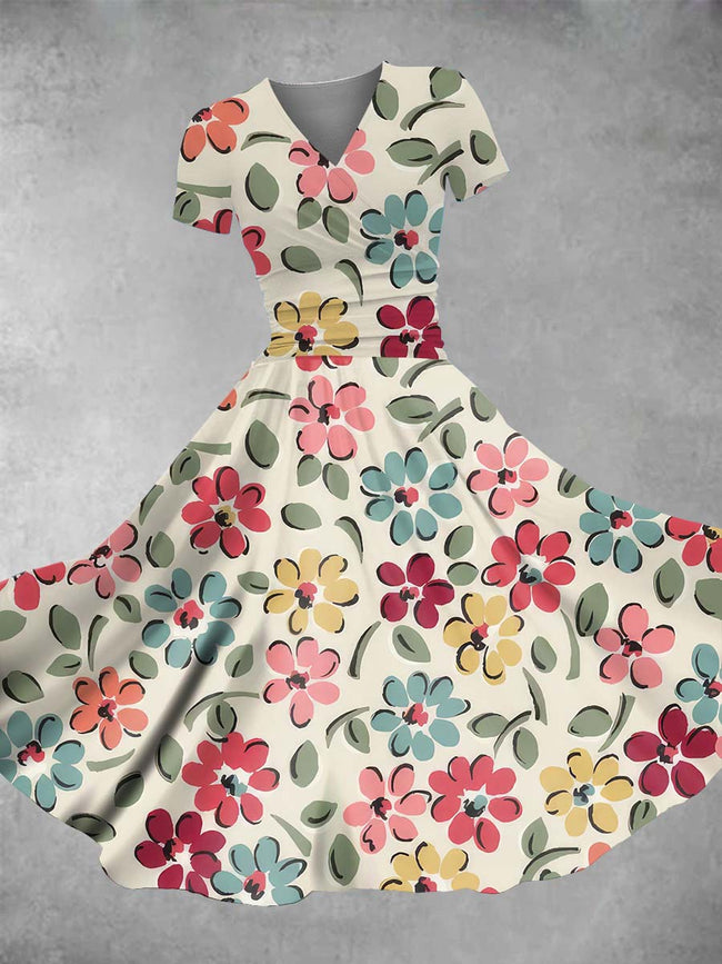 Women's Vintage Floral Print Maxi Dress