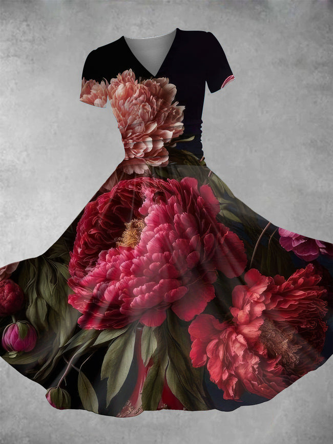 Women's Vintage Blossom Print Maxi Dress