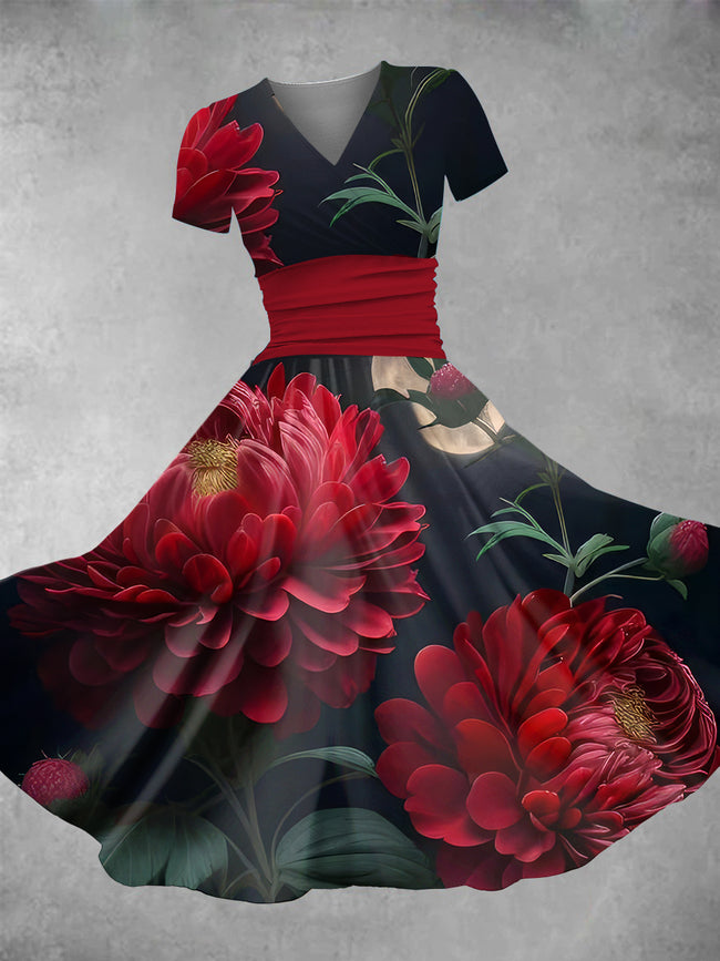 Women's Vintage Blossom Print Maxi Dress