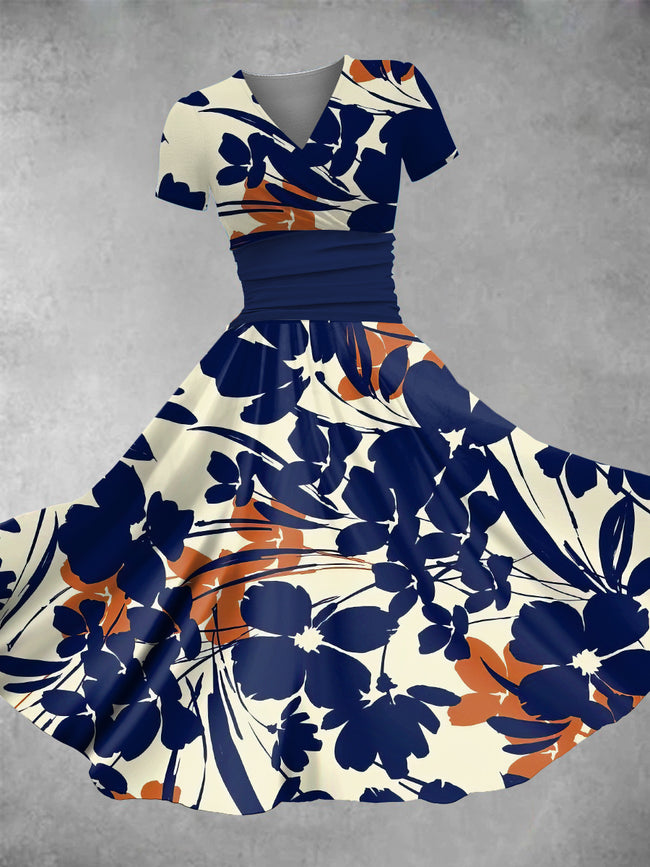Women's Vintage Botantical Print Maxi Dress