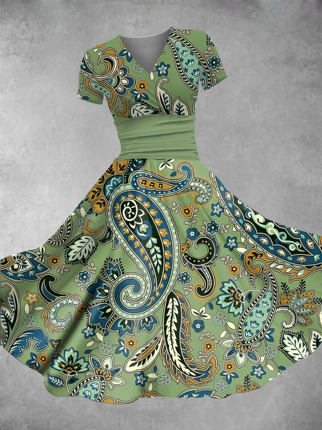 Women's Vintage Boho Pattern Print Maxi Dress