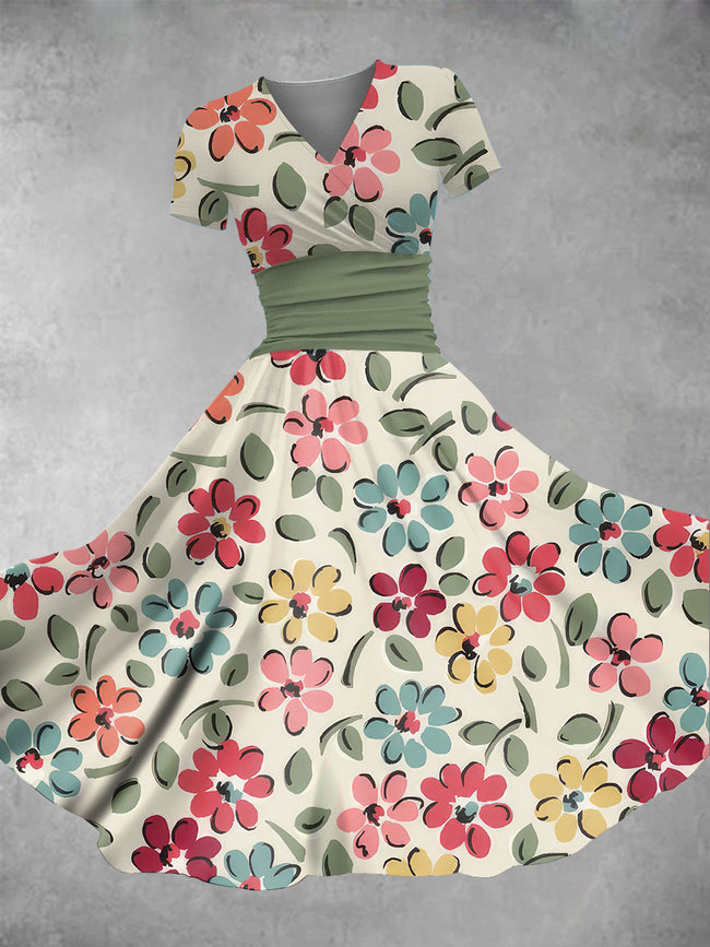 Women's Vintage Flowers Print Maxi Dress