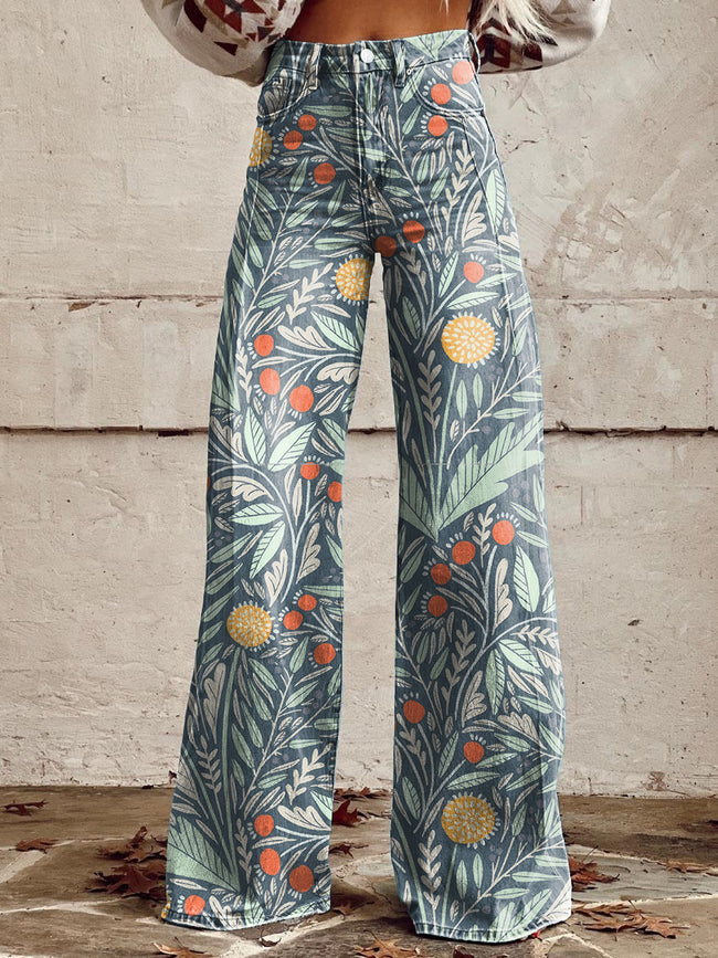 Women's Vintage Astrid Printed Casual Wide Leg Pants