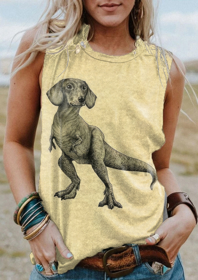 Vintage Cute Animal Retro Print Tank Top