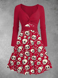 Women's Vintage Skull Print Two-Piece Midi Dress