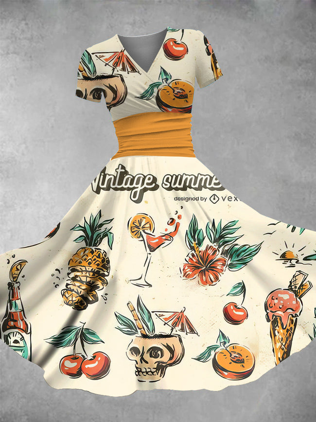 Women's Vintage Summer Vacation Print Maxi Dress