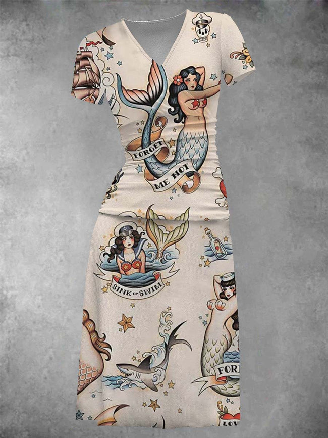 Women's Vintage Mermaid Midi Dress