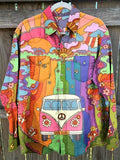 Vintage Hippie Print Casual Shirt