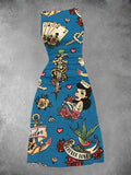 Women's Pin-up girl Tattoo Maxi Dress