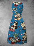 Women's Pin-up girl Tattoo Maxi Dress