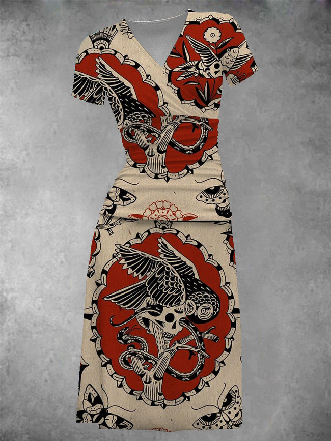 Women's Old School Tattoo Midi Dress