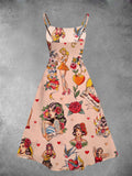 Women's Old School Tattoo Print Two-Piece Dress