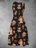 Women's Traditional Tattoo Print Maxi Dress