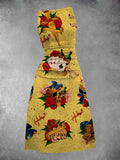 Women's Traditional Tattoo Print Maxi Dress