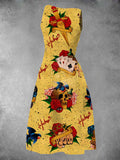 Women's Traditional Tattoo Print Maxi Dress