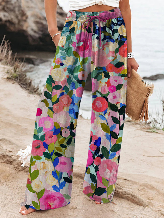 Women's Retro Floral Printed Casual Pants