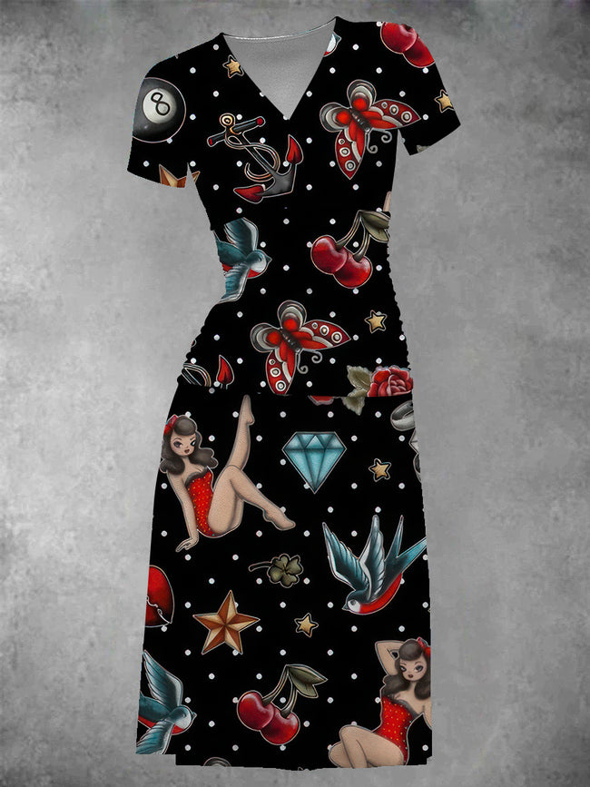 Women's Vintage Pin up Midi Dress