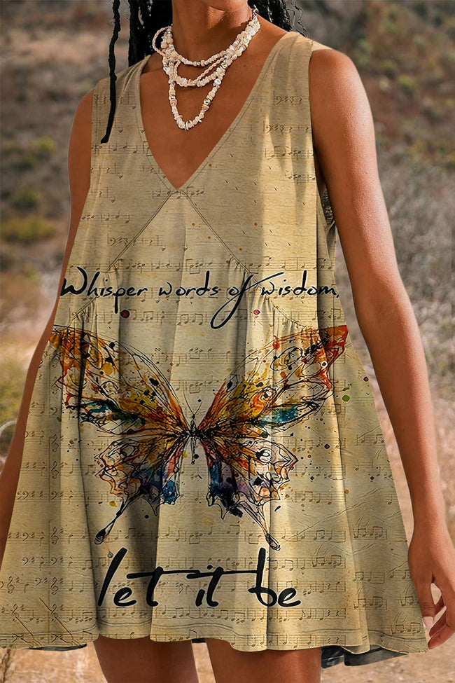 Women's Whisper Words Of Wisdom Let It Be Print Mini Dress Sundress