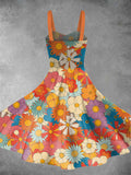 Vintage Hippie 70s Flower Print Backless Dress