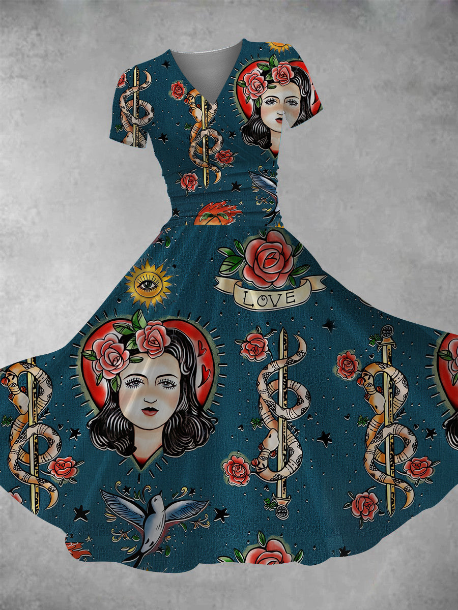 Women's Pinup Print Maxi Dress– mamoic