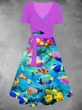 Women's Ocean Print Two-Piece Dress