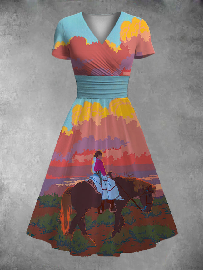 Women's Cowgirl Print Two-Piece Dress