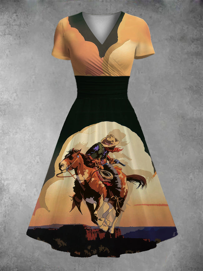 Women's Cowboy Print Two-Piece Dress