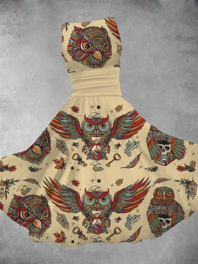 Women's Owl Tattoo Maxi Dress