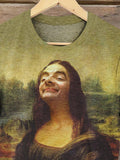 Funny Mr. Bean And The Mona Lisa Art Pattern Print T-shirt