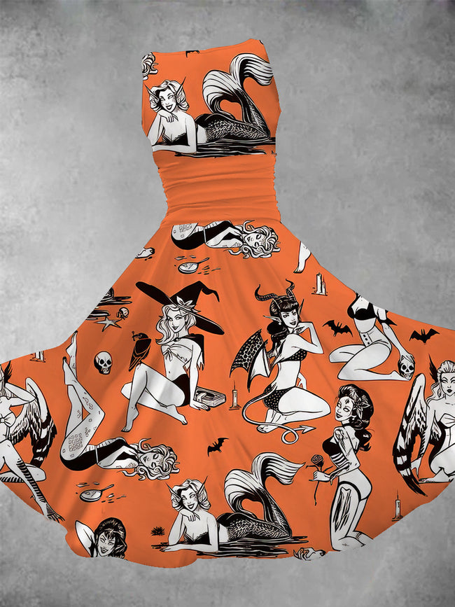 Women's Halloween Pin up Girl Maxi Dress