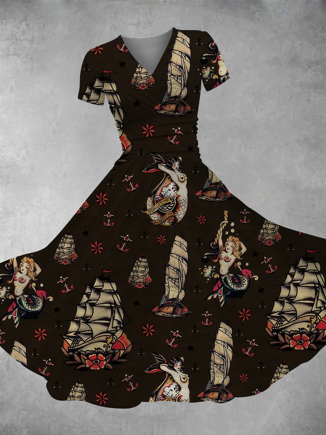 Women's Mermaid Print Maxi Dress