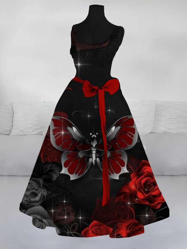 Women's Halloween Butterfly Vintage Print Dress