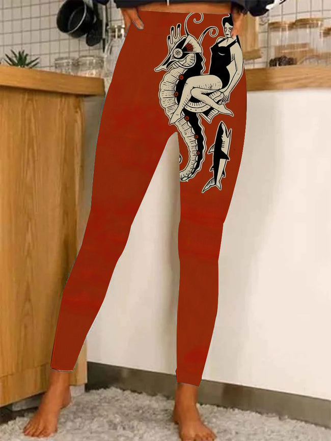 Women's Old School Tattoo Printed Leggings