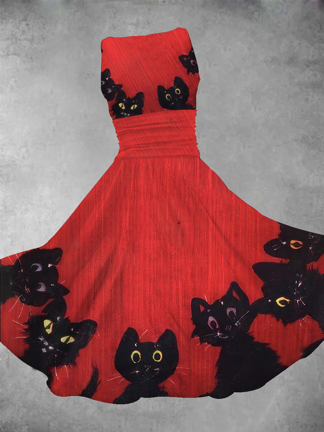 Women's Halloween Cat Maxi Dress