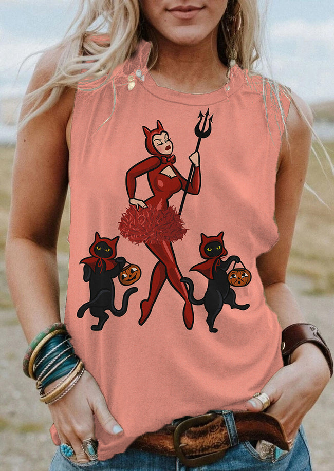 Vintage Halloween Demon Print Tank Top