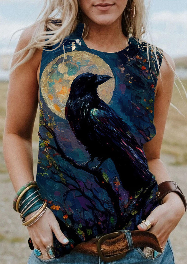 Vintage Halloween Crow Tank Top