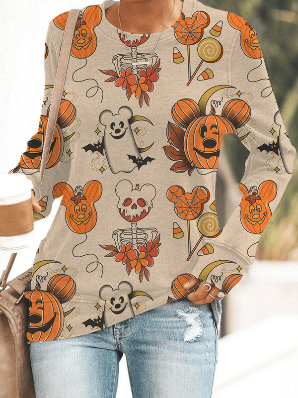 Women's Halloween Printed Long Sleeve Sweatshirt.