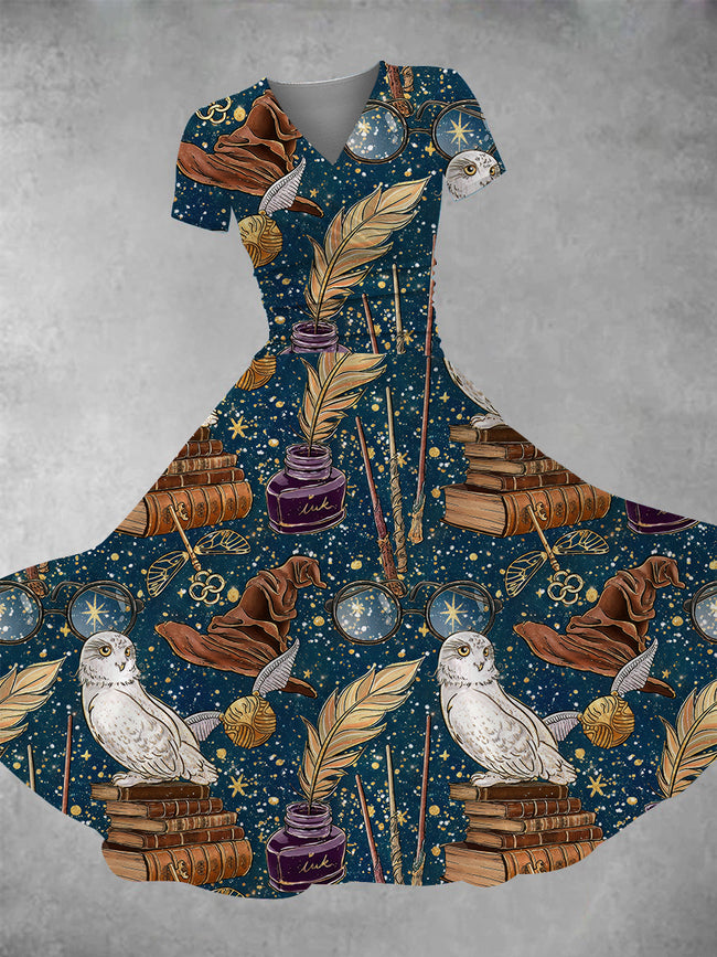 Women's Owl Print Maxi Dress
