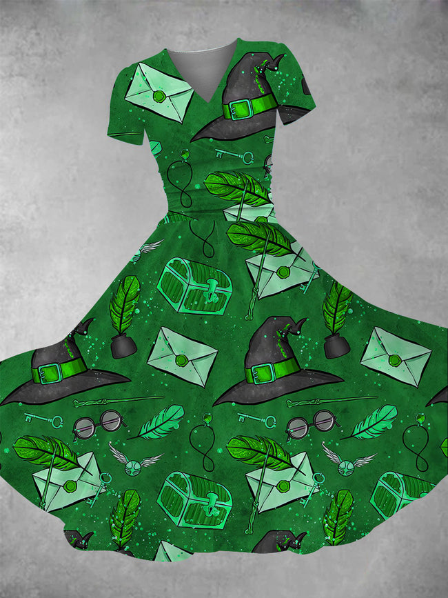 Women's Witch Hat Print Maxi Dress