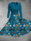 Women's Vintage Cartoon Print Two-Piece Dress