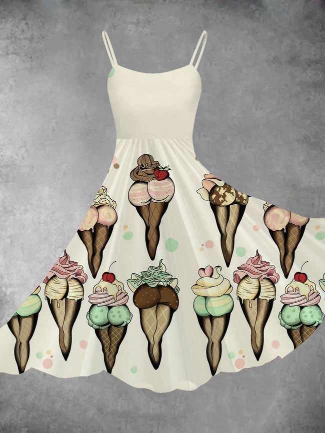 Women's Ice Cream Print Two-Piece Dress